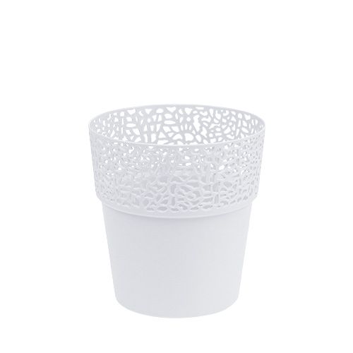 Floristik24 Planteringskärl plast vit Ø11,5cm H12,5cm 1 st