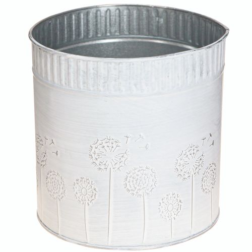 Floristik24 Planteringskruka Maskrosor Metall Blomkruka Vit Ø15,5cm H15,5cm