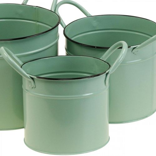 Floristik24 Planteringskärl vintage plantkruka plåt hink med handtag set om 3