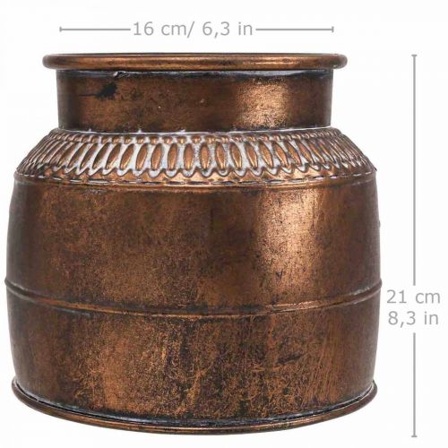 Floristik24 Planteringskärl stor metall kopparrelief dekorativ planteringskruka Ø22cm H21cm