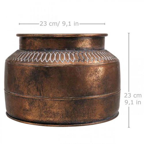 Floristik24 Planteringskärl stor metallkopparrelief dekorativ planteringskruka Ø31,5cm H23cm