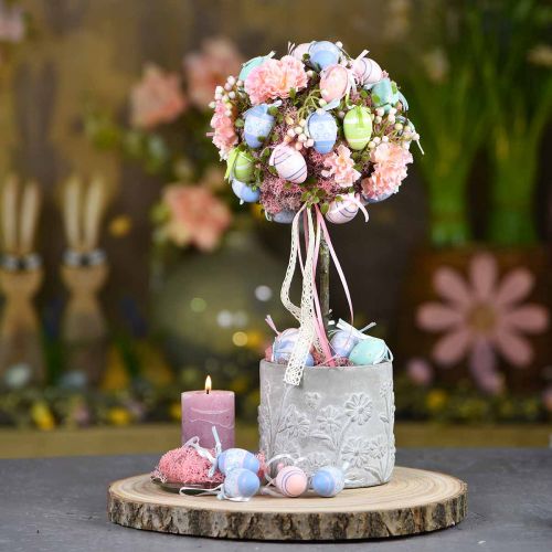 Floristik24 Planteringskärl betong med blommönster kruka Ø12,5cm H11cm 3st