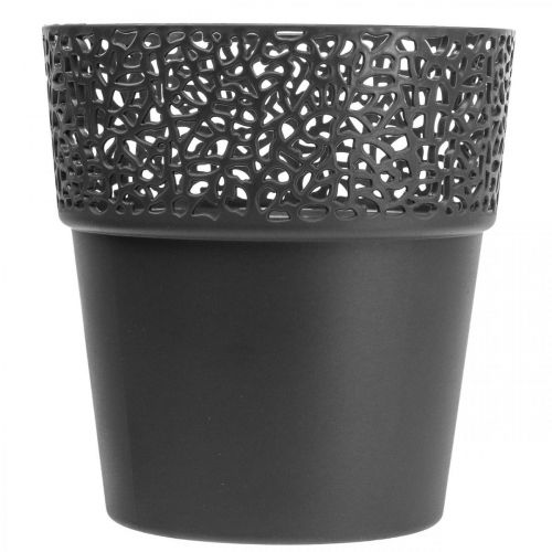 Floristik24 Planteringskruka plastblomkruka antracit Ø13cm H13,5cm