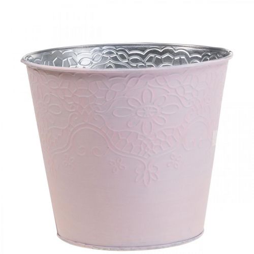 Floristik24 Planteringskruka metall blomkruka pastellrosa Ø16cm H14cm