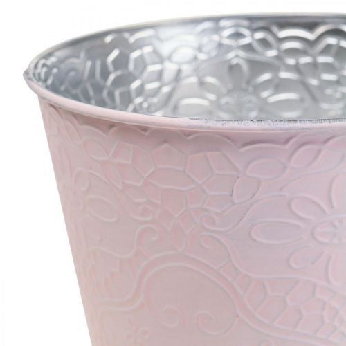 Floristik24 Planteringslåda metall blomkruka pastellrosa Ø20cm H16cm