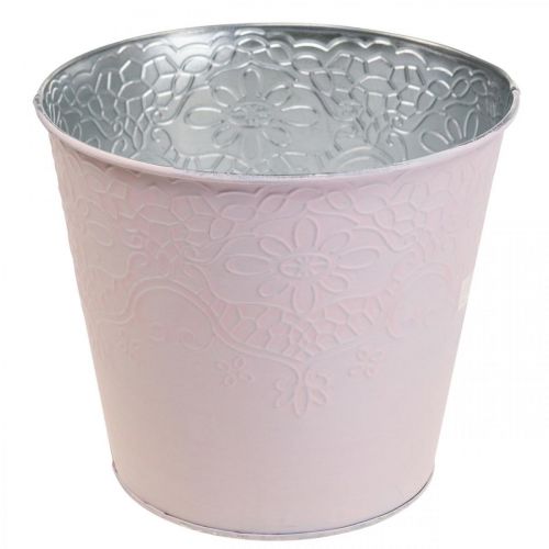 Floristik24 Planteringslåda metall blomkruka pastellrosa Ø20cm H16cm