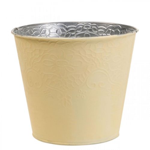 Planteringskruka metall blomkruka pastellgul Ø20cm H16cm