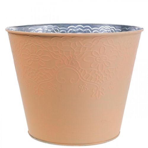 Planteringslåda metall blomkruka pastell orange Ø20cm H16cm