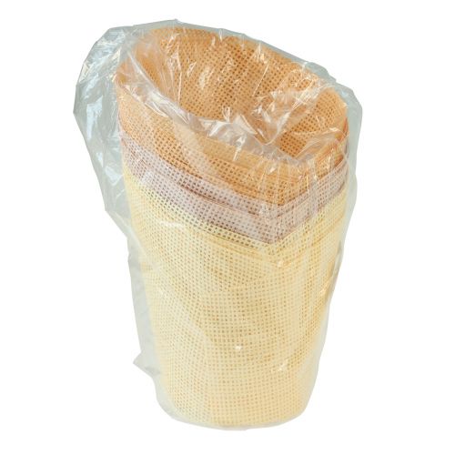 Artikel Planteringspapper vävt vanilj, orange, rosa Ø7cm H13cm 12 st