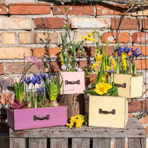 Floristik24 Planteringslåda trä deco lila 25×13×9cm