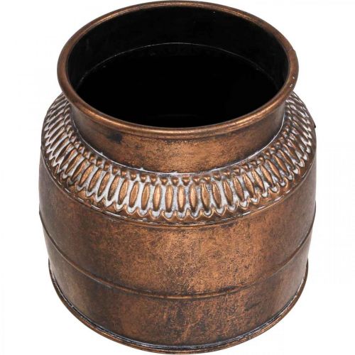 Floristik24 Planteringskärl stor metall kopparrelief dekorativ planteringskruka Ø22cm H21cm