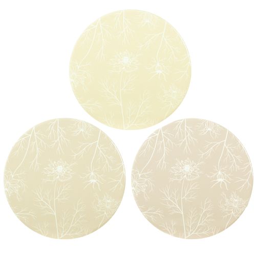 Artikel Underlägg Bordsdekoration Blommor Beige Brun Ø20cm 3 st