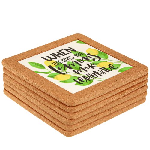 Artikel Underlägg Citroner Kork Keramik Sommar Blandade 19,5 cm 6 st