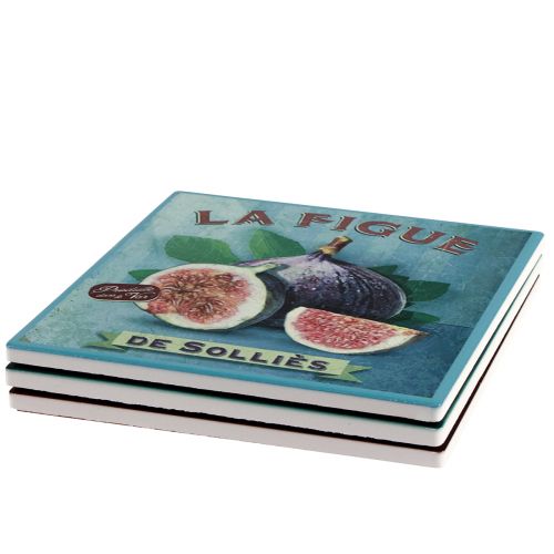 Floristik24 Underlägg keramiskt motiv frukt årgång 15x15cm 3st