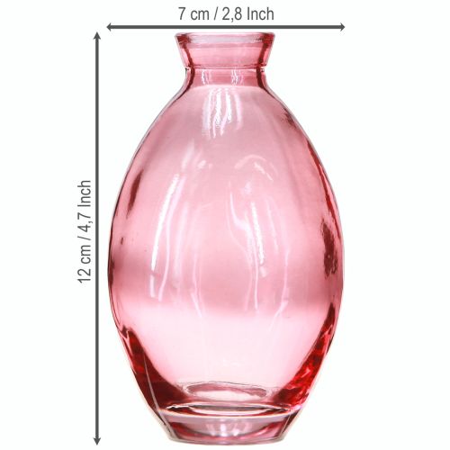 Artikel Vas lökformade minivaser glas tonat rosa Ø7cm H12cm 6 st