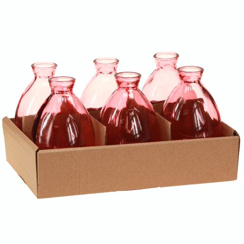 Artikel Vas lökformade minivaser glas tonat rosa Ø7cm H12cm 6 st
