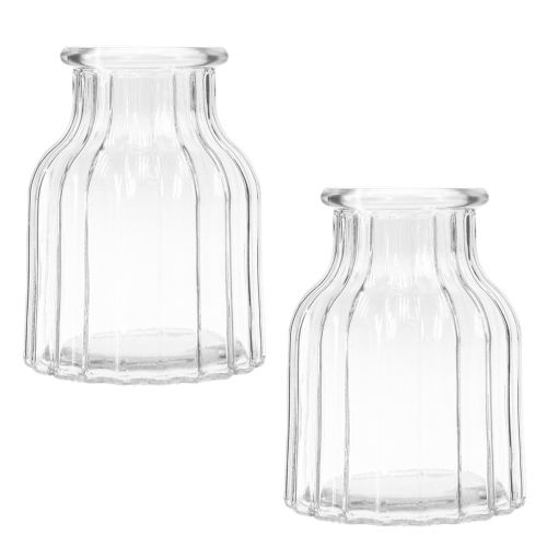 Floristik24 Vas glasräfflor glasvas dekorativ glas klar Ø11cm H15cm 2st