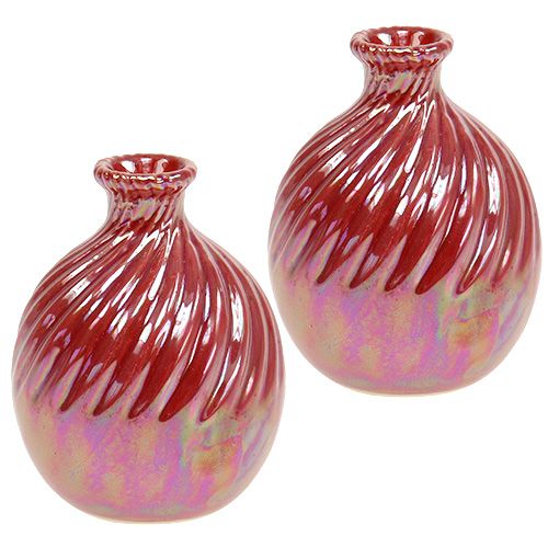 Floristik24 Vase, minivas perlemor röd Ø7,5cm H10cm 6st