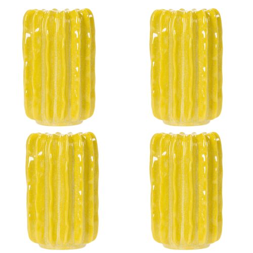 Artikel Kaktusvas i keramik, räfflad strukturdesign för modernt boende, 13 cm, 4 delar