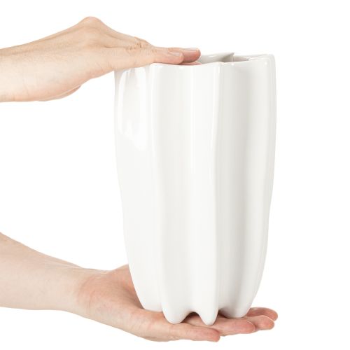 Ribbad vas, hög dekorativ vas för torkade blommor, 24 cm | Floristik24.se