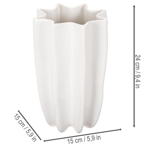 Ribbad vas, hög dekorativ vas för torkade blommor, 24 cm | Floristik24.se