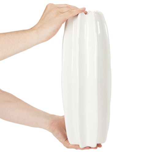 Ribbad vas, modern keramikvas för torkade blommor, 40 cm | Floristik24.se