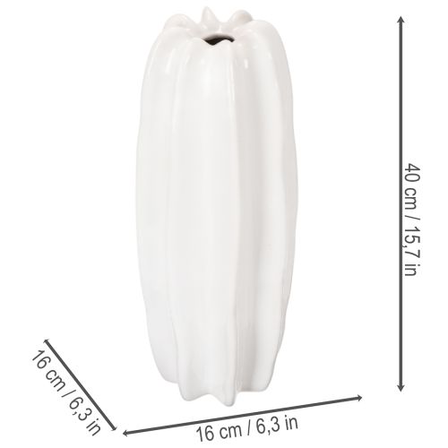 Ribbad vas, modern keramikvas för torkade blommor, 40 cm | Floristik24.se