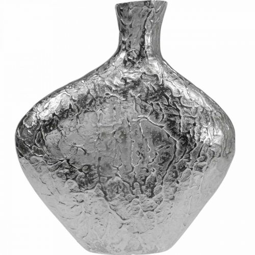 Artikel Dekorativ vas metall hamrad blomvas silver 24x8x27cm