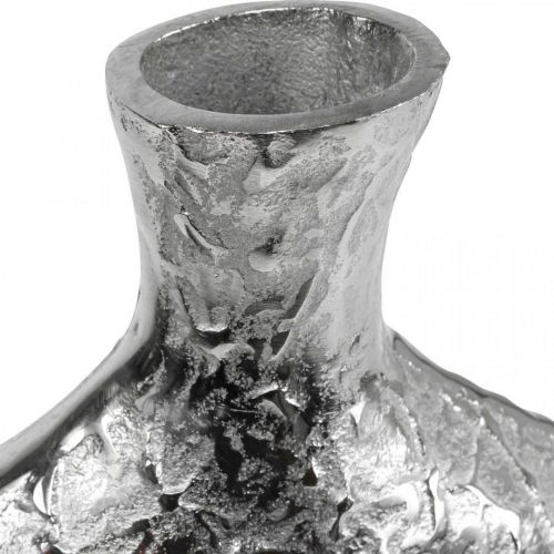 Artikel Dekorativ vas metall hamrad blomvas silver 24x8x27cm