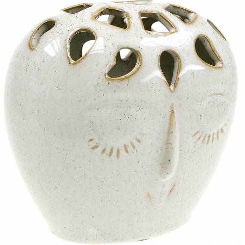 Floristik24 Keramikvas med ansiktskräm, beige H13cm lergodslook 1 st