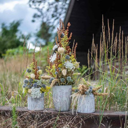 Artikel Vas betong vit blomvas med reliefblommor Ø12,5cm 2 st