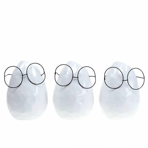 Floristik24 Vas med glas påskdekoration keramik vit Ø8,5cm H13cm 3 st