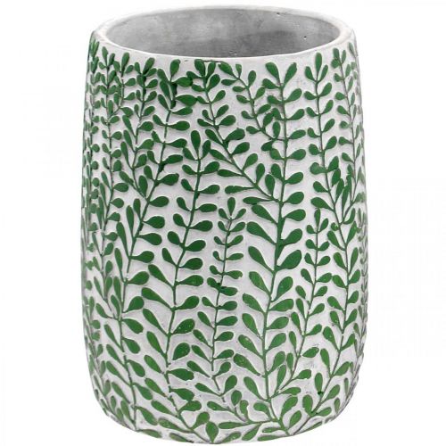 Artikel Blommig dekorativ vas, keramikbehållare, bordsdekoration, betongutseende Ø15,5cm H21cm