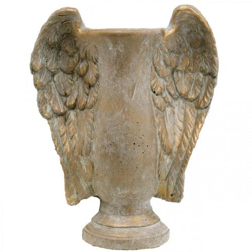 Floristik24 Dekorativ vas av betong, amfora med änglavingar gyllene vintagelook B20,5cm H26cm