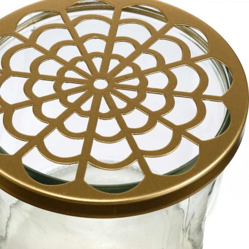 Floristik24 Glasvas med plug-in lock, plug-in galler, bordsvas med plug-in hjälp H10cm Ø10cm