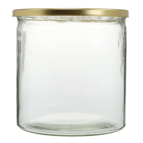 Floristik24 Vas med metalllock, plug-in-hjälp, glasvas med plug-in-fäste, bordsdekoration H15cm Ø15cm