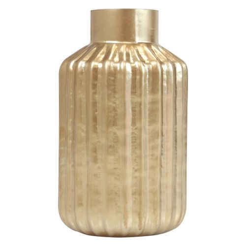 Floristik24 Vas guld glasvas med räfflor blomvas glas Ø8cm H14cm
