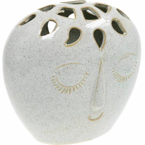 Floristik24 Vas med ansiktskräm, beige H18cm stengodslook 1 st