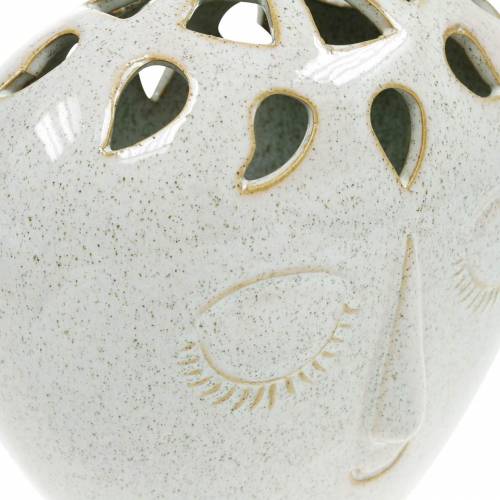 Floristik24 Vas med ansiktskräm, beige H18cm stengodslook 1 st