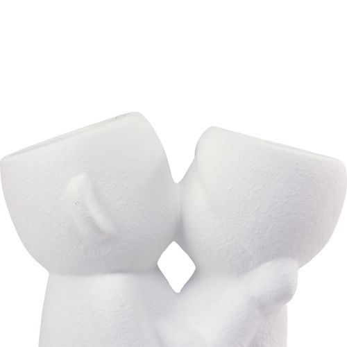 Floristik24 Vas Vit Dubbel Vas Kyssande Par Keramik H23,5cm