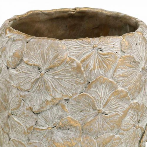 Floristik24 Dekorativt kruka blommönster, betongvas gyllene vintage look Ø18cm H24cm