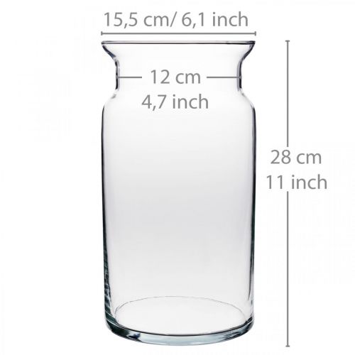 Floristik24 Glasvas, dekorativ vas, ljusglas Ø15,5cm H28cm