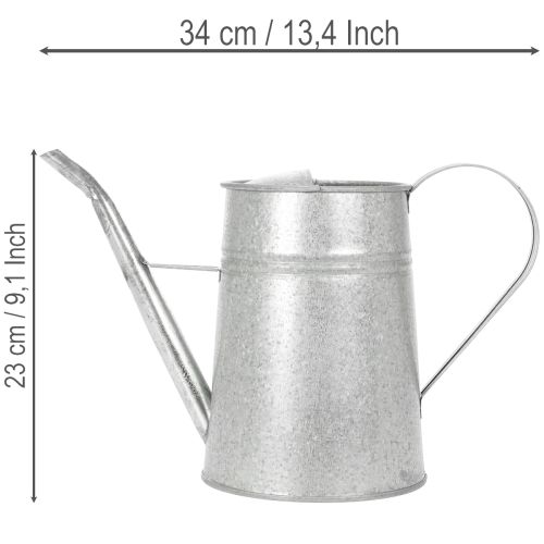 Galvaniserad dekorativ vattenkanna, metall, grå, vintage-look, 1,7L, H23cm, för snygga blomsterdekorationer och krukor | Floristik24.se