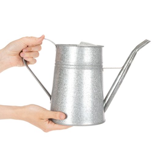 Galvaniserad dekorativ vattenkanna, metall, grå, vintage-look, 1,7L, H23cm, för snygga blomsterdekorationer och krukor | Floristik24.se