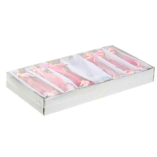 Floristik24 Fågel på klämma rosa, rosa 15cm 12st