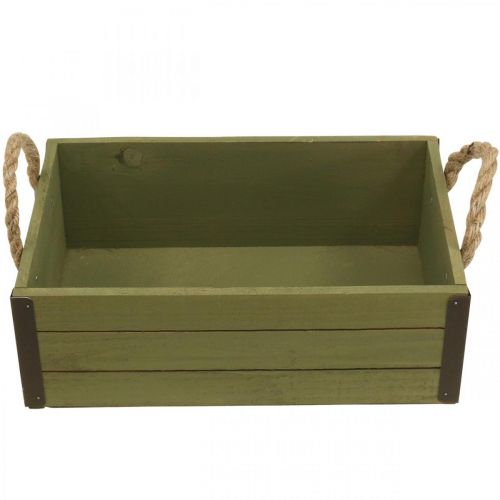 Artikel Vintage blomlåda träkruka grön L24/30cm set om 2
