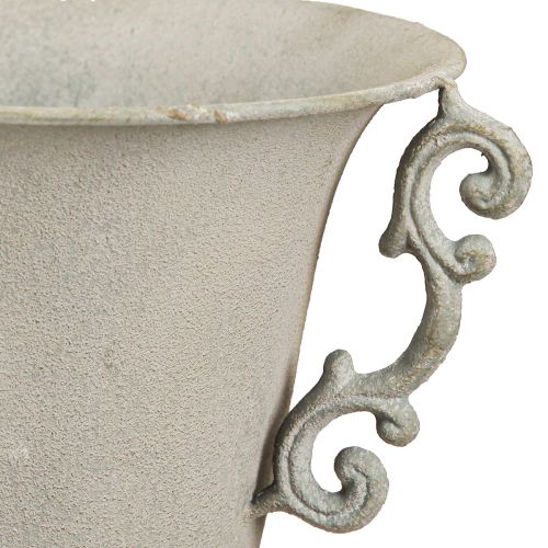 Artikel Vintage dekorativ kopp med handtag metalldekor grå H30cm