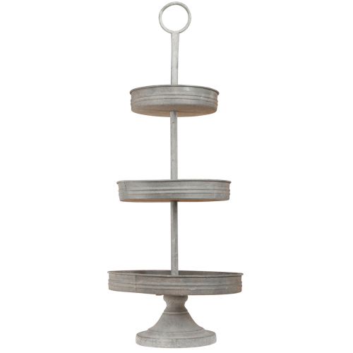 Artikel Vintage tårtställ metallgrå 3-vånings Ø30,5cm H78cm