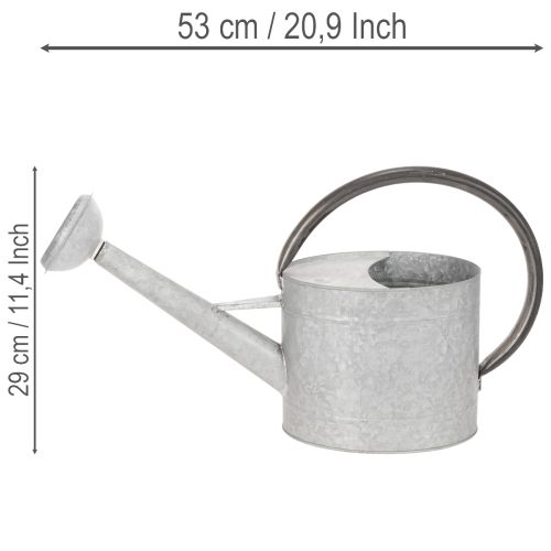 Vintage vattenkanna i metall, silvergrå, snygg trädgårdsdekoration, blomvas, L53cm H29cm | Floristik24.se