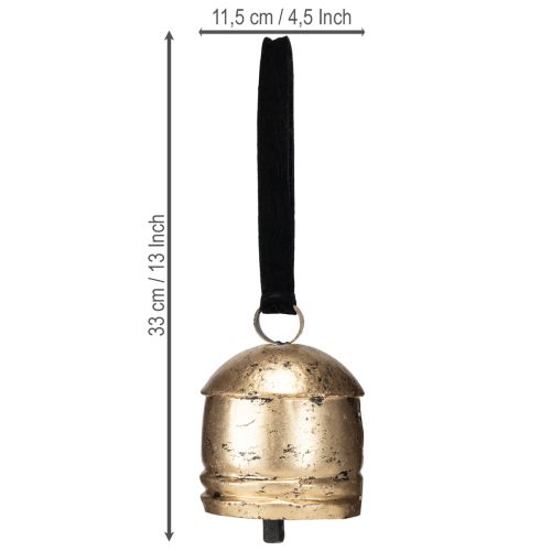 Floristik24 Vintageklocka guld med svart sammetsband H15cm